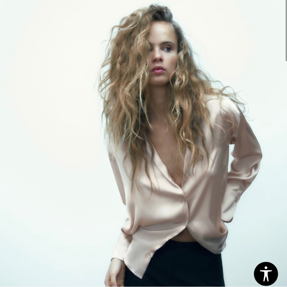 Satin Flowy Shirt ZARA